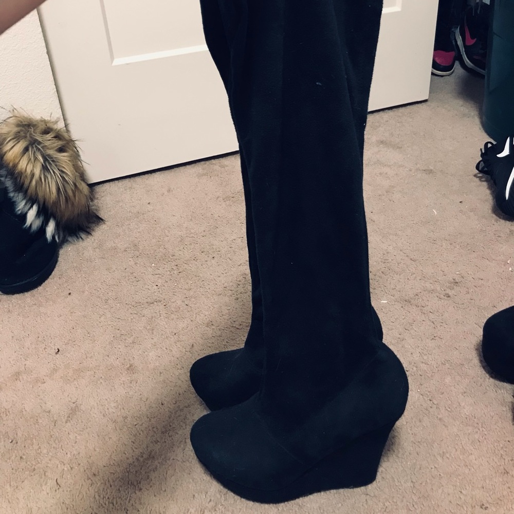 Black knee high boots